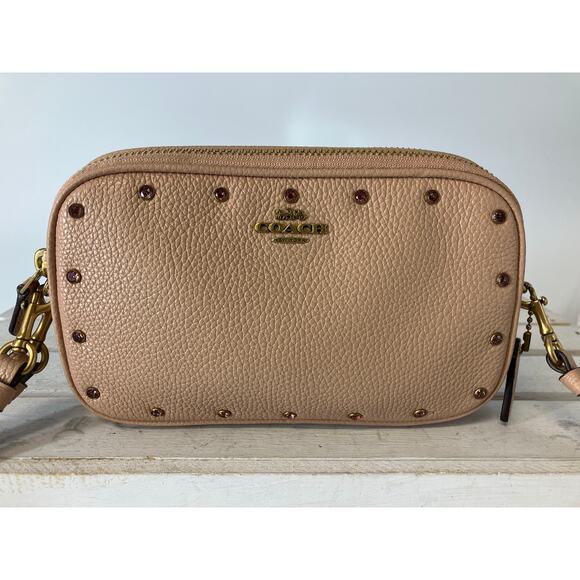 COACH SADIE 38931 PINK-NUDE LEATHER CROSSBODY, WRISTLET BAG - Picture 1 of 16